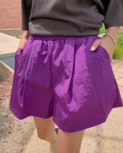 Curling nylon banding short pants