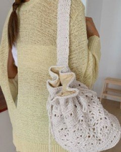 heart rose knitted bag