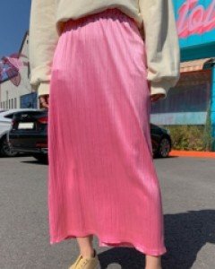 Dodo pleated slit long skirt