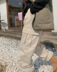 Chino cargo string wide banding pants