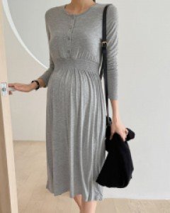 Maternity* Breastfeeding dress without bra (with built-in cap)