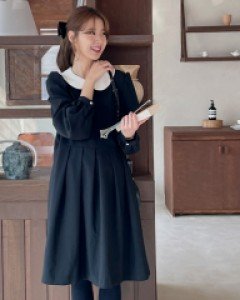 Maternity*DL Round Collar One Piece