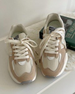 Beige Two-Tone Height increase Sneakers