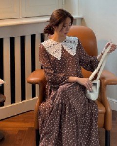 Maternity* lace collar Cancan One Piece