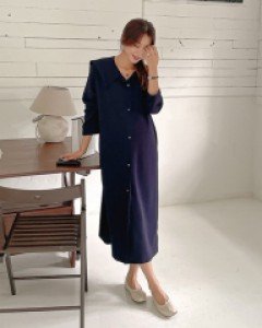 Maternity*Long-sleeve Two Sailor Collar One Piece (lactation possible)