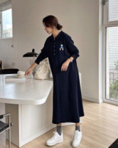 [LabelsD] Bear Embroidery Nursing Dress*Maternity