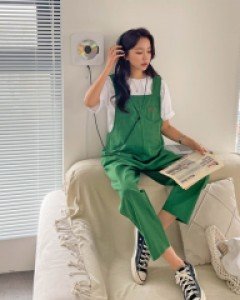 Maternity* Colorful Linen Baggy Suspender Pants