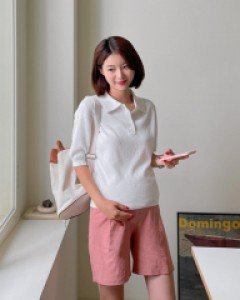 Maternity* Waffle Collar Knit