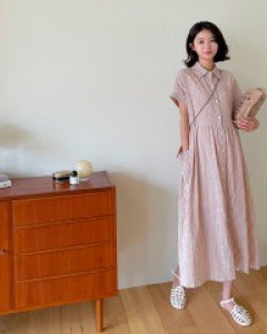 Maternity*Merlot Stripe Shirt Dress