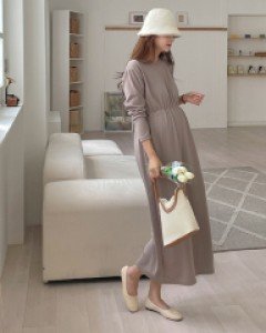 Maternity*Long-sleeve Mole Jay string One Piece