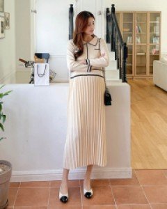 Maternity*Douraite Pleats Knit Dress