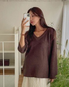 Maternity*V-neck Hachi Knit