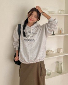 Maternity*Lettering Embroidery Hoodie