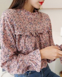 [EVELLET] Hildie Flower Van Ruffle Blouse