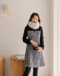 [EVELLET] Neridan Tweed Color Dress