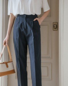 [EVELLET] Abelyu Linen Cropped Pintuck Pants