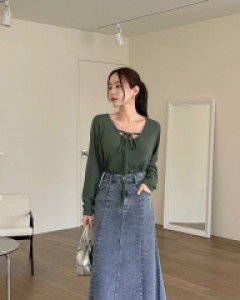 [EVELLET] Reneca Denim Long skirt