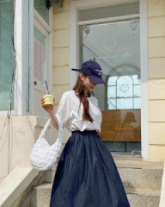 [EVELLET] Denvinel Denim Long Skirt