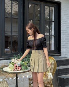 Uptoning Cotton Pleats Skirt Pants