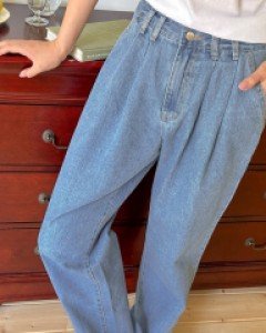 Hipuri Pintuck Denim Baggy Pants