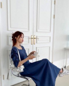 Poeco Heart Neck Bowknot Long Dress