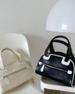 stripe leather handbag