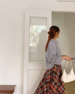 Cobeson Plaid Check Pleats Long Skirt