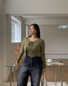 [EVELLET] Crinch Eyelet Set Cardigan