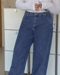 [EVELLET] Teen Jupe Cut Straight Denim Pants