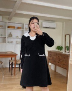 [EVELLET] Cuberin Contrast Collar Dress