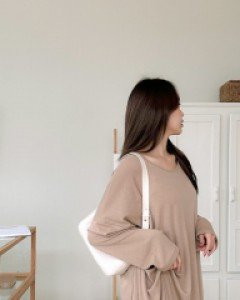 Shubihan fleece slit Long T-shirt