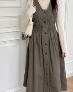 [EVELLET] Elome Cotton Smoke Long Dress