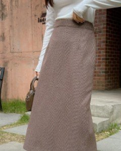 Kyuskel Patterns Slit Long Skirt