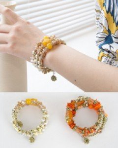 P6628 컬러풀 에스닉 3줄 돌돌이 팔찌