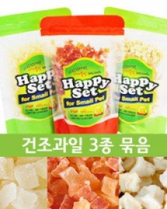 (천연 건조과일)Happy Set파인애플,파파야,사과 3종묶음