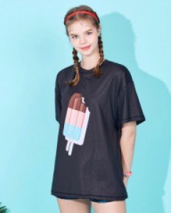 ★래쉬가드★ 아이스블럭 래쉬 1/2 t-shirt(unisex) black