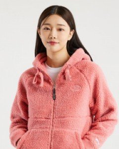 In & out fleece fluff hooded zip-up indie pink(unisex)