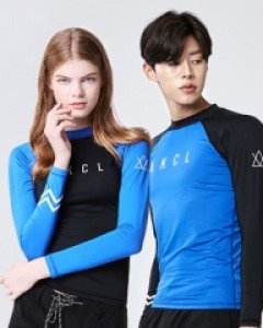 ★Rash guard★ AT-WR01 basic simple logo black blue