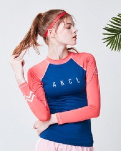 ★Rash guard★ AT-WR01 basic simple logo navy coral