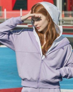 loose fit light A logo training hooded zip-up lavender