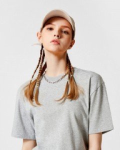 Loose fit all day slit 1/2 t-shirt melange gray(unisex)