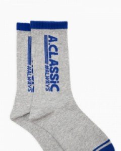 Vertical logo crew socks gray