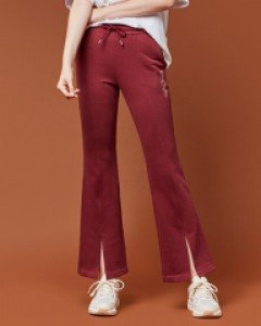 ACL club Bootcut slit sweat pants burgundy