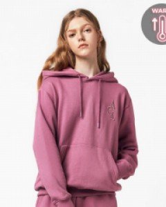 Loose fit ACL embroidery hoodie fluff indie pink(unisex)