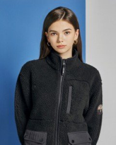 Echo fleece mid neck zip-up black(unisex)