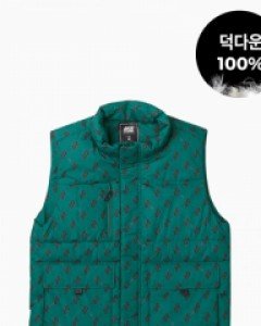 Weasel monogram pocket duck down vest deep green(unisex)