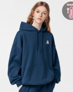 All day basic hoodie fluff deep blue(unisex)