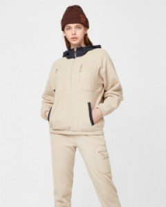 Standard fit fleece anorak pocketpants set beige(unisex)