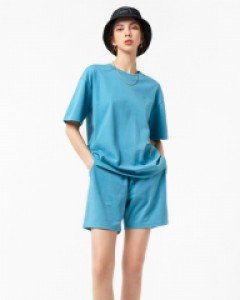 Icon logo untact loose fit 1/2 shorts set blue(unisex)