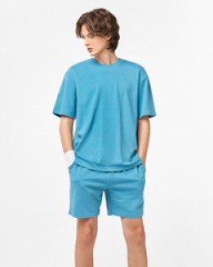 Icon logo untact loose fit 1/2 shorts set blue(unisex)